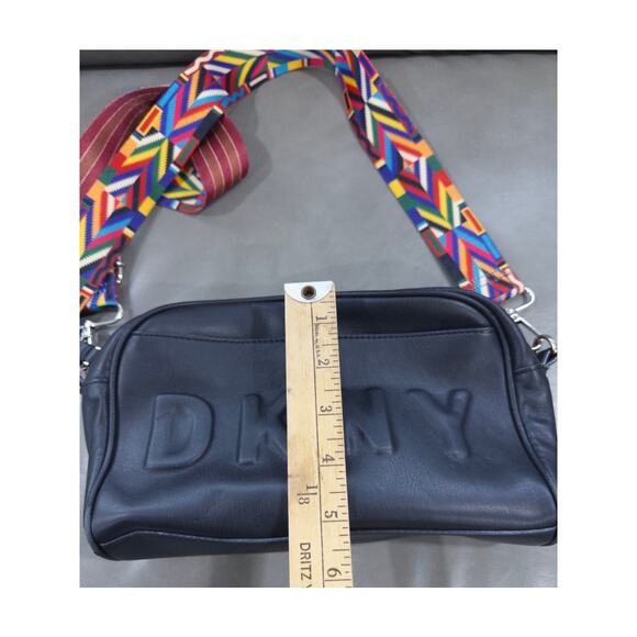 DKNY Tilly Camera Crossbody Bag in Black with Colorful Patterned Strap - Picture 5 of 6